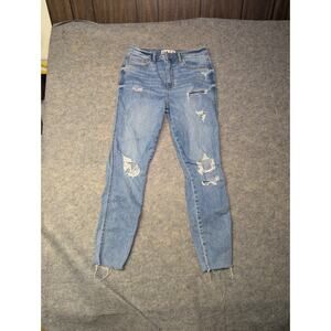 Daze Repreve Distressed Ripped Denim Jeans Women's Size 29 High Rise Light Wash